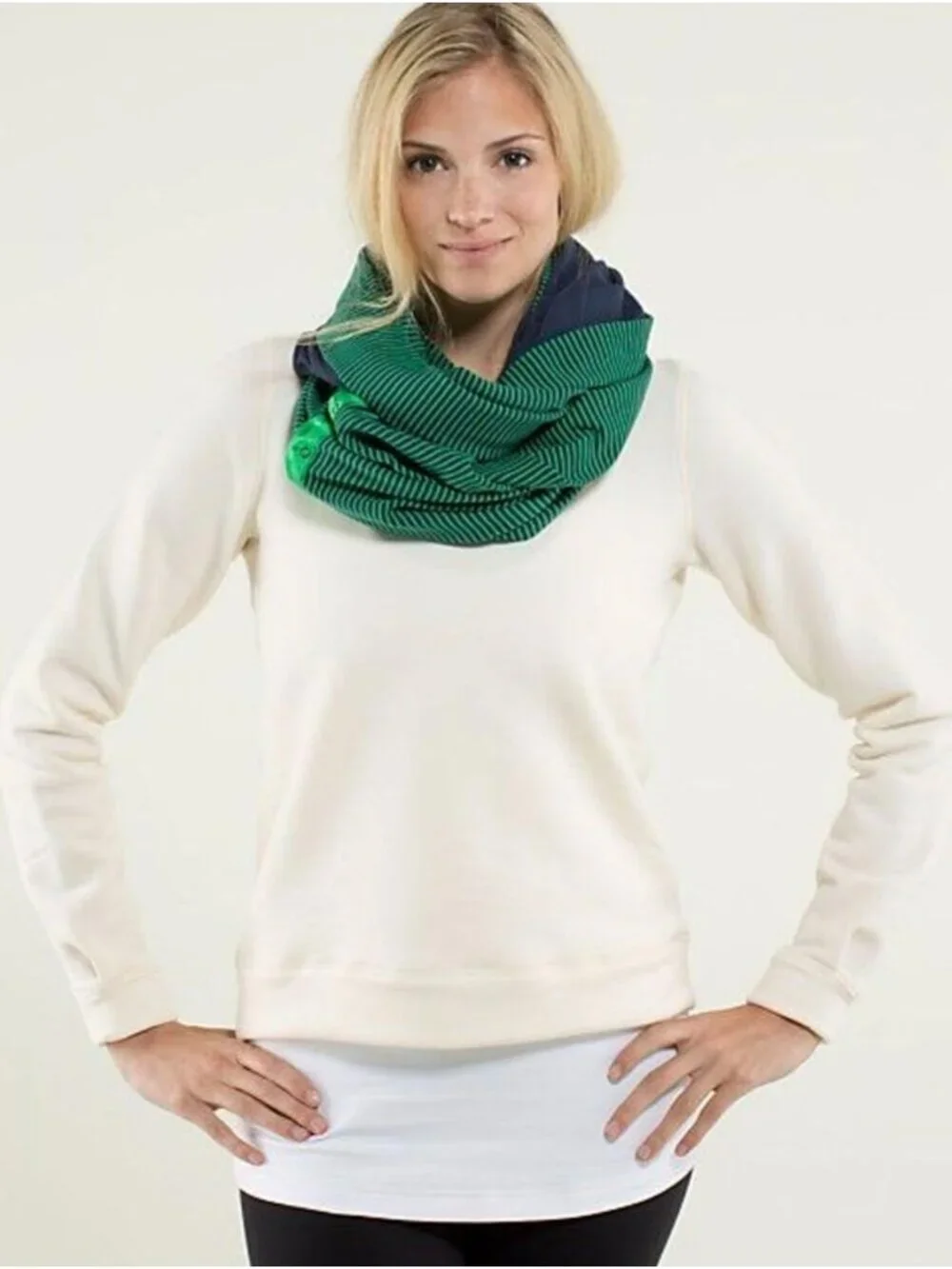 Lululemon Vinyasa Scarf *Rulu Hyper Stripe Green Bean / Inkwell. New Without Tag